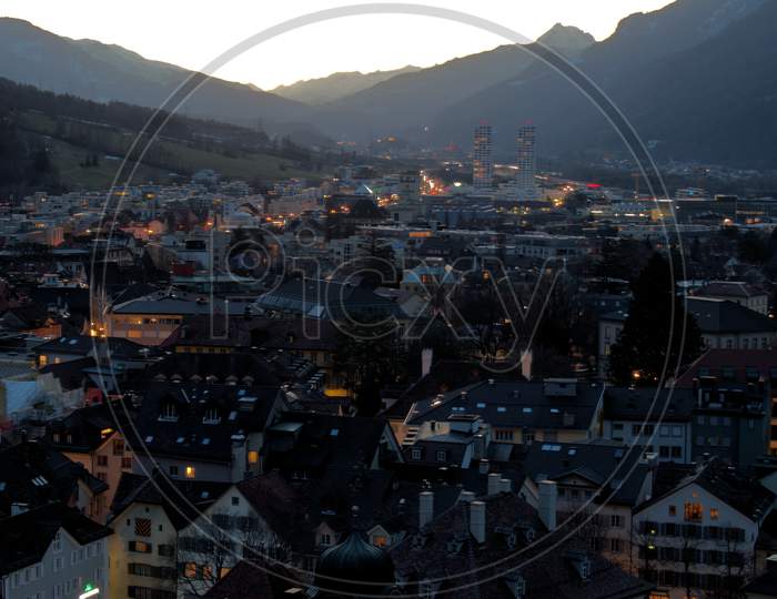 Evening Mood In Chur In Switzerland 20.2.2021