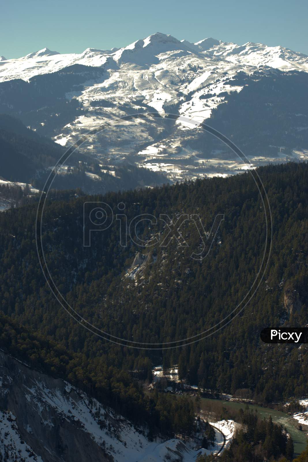 Alpine Winter Scenery At The Rhine Canyon Near Flims In Switzerland 20.2.2021