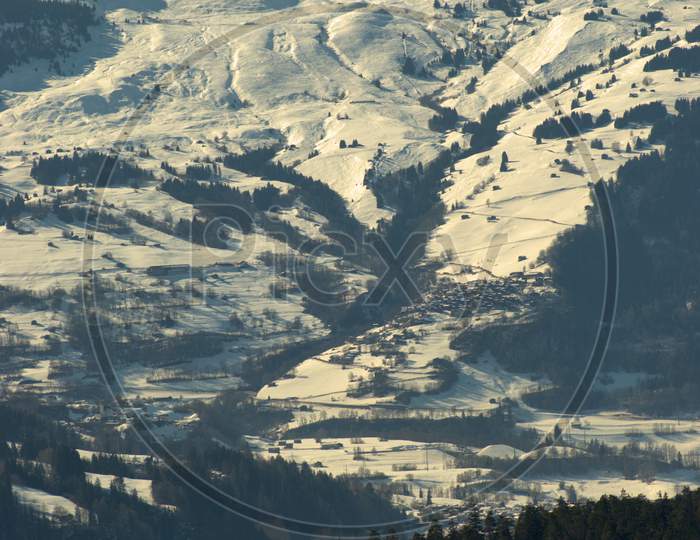 Alpine Winter Scenery At The Rhine Canyon Near Flims In Switzerland 20.2.2021
