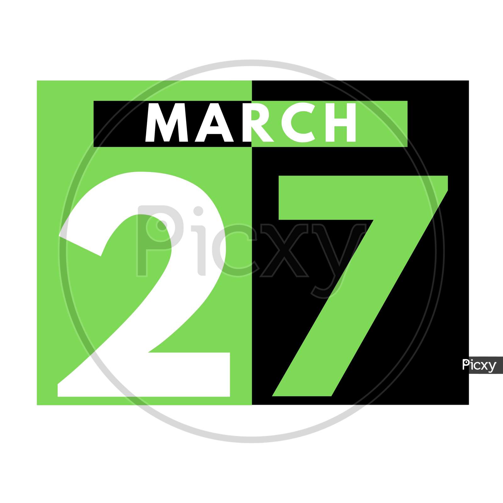 March 27 . Flat Daily Calendar Icon .Date ,Day, Month .Calendar For The Month Of March