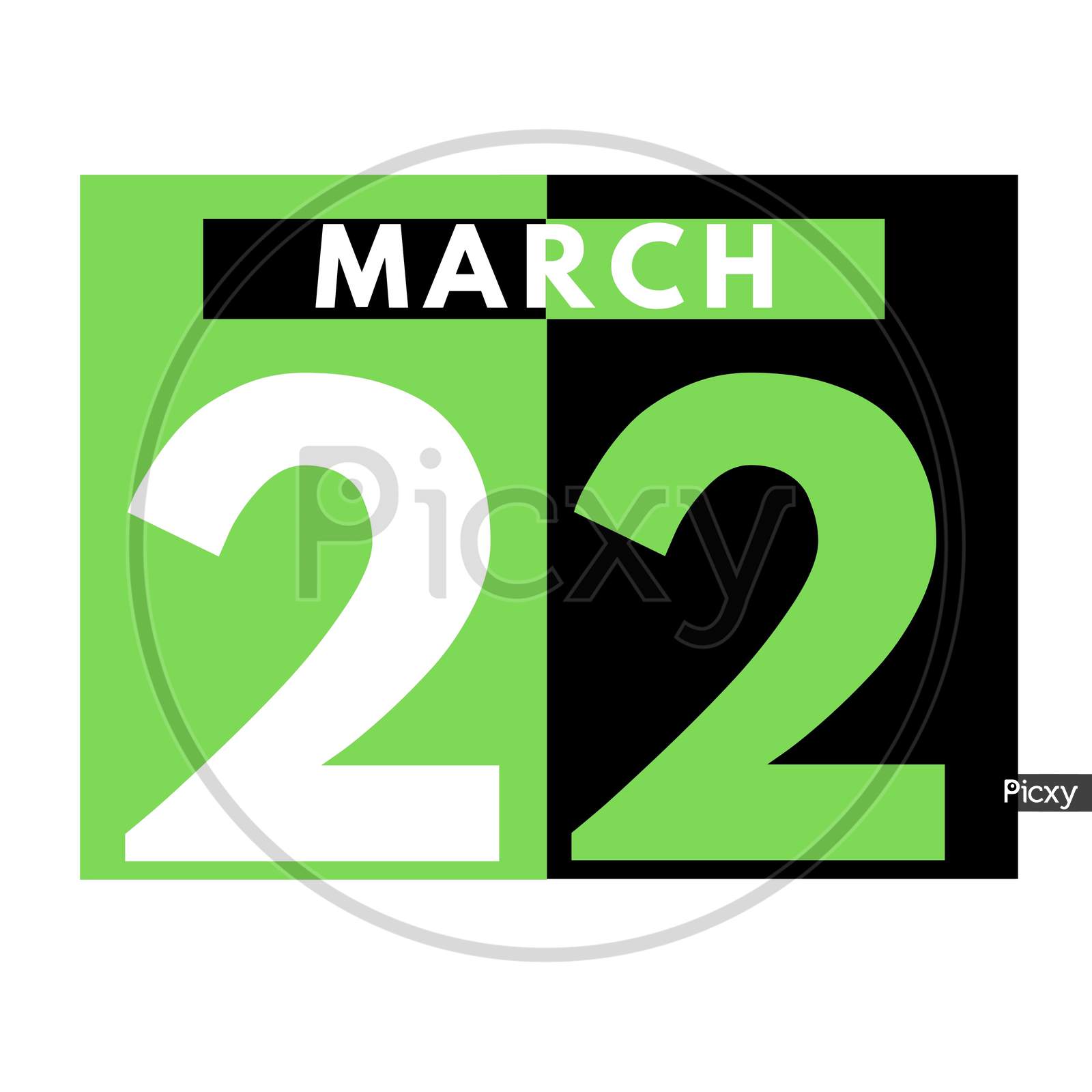 March 22 . Flat Daily Calendar Icon .Date ,Day, Month .Calendar For The Month Of March