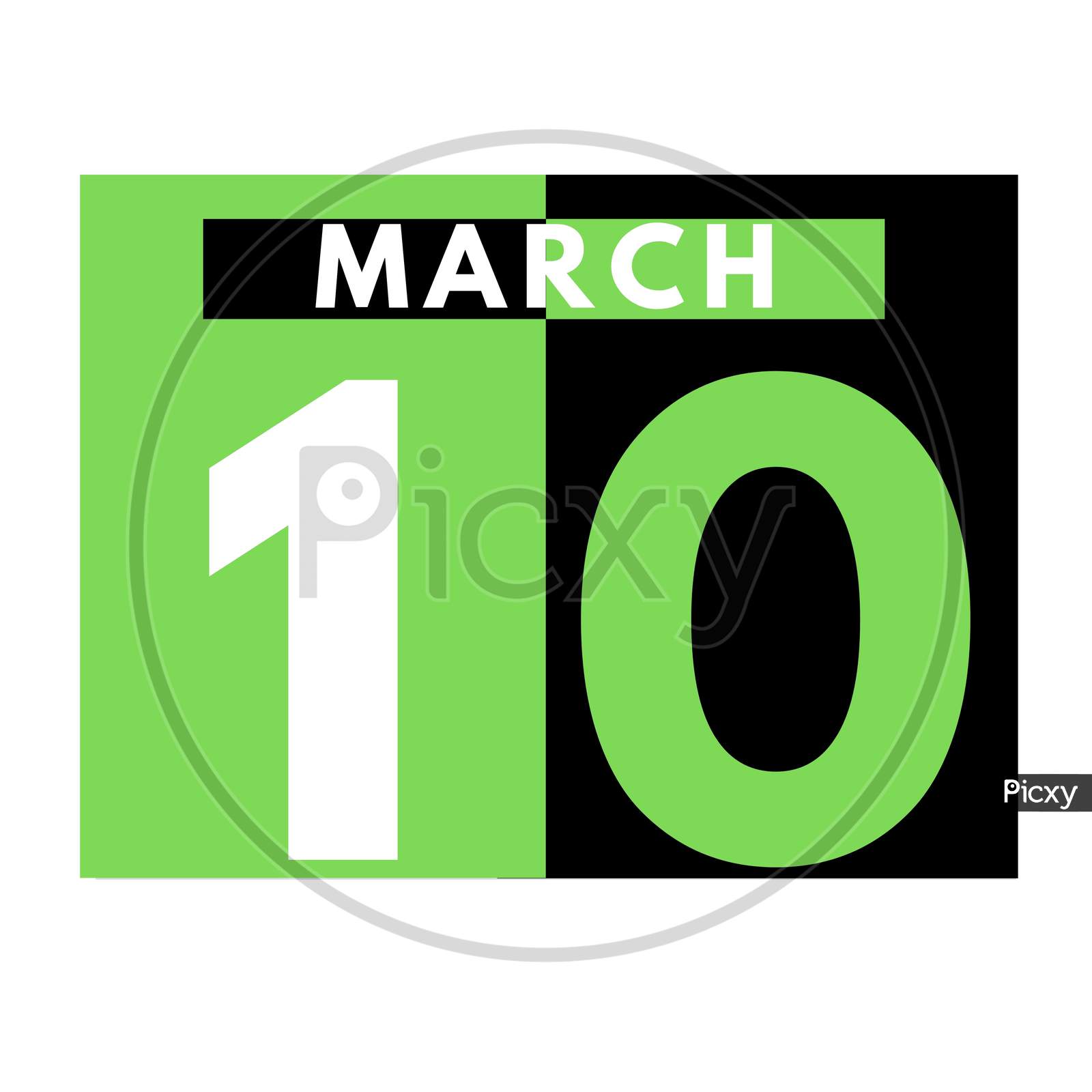 March 10 . Flat Daily Calendar Icon .Date ,Day, Month .Calendar For The Month Of March
