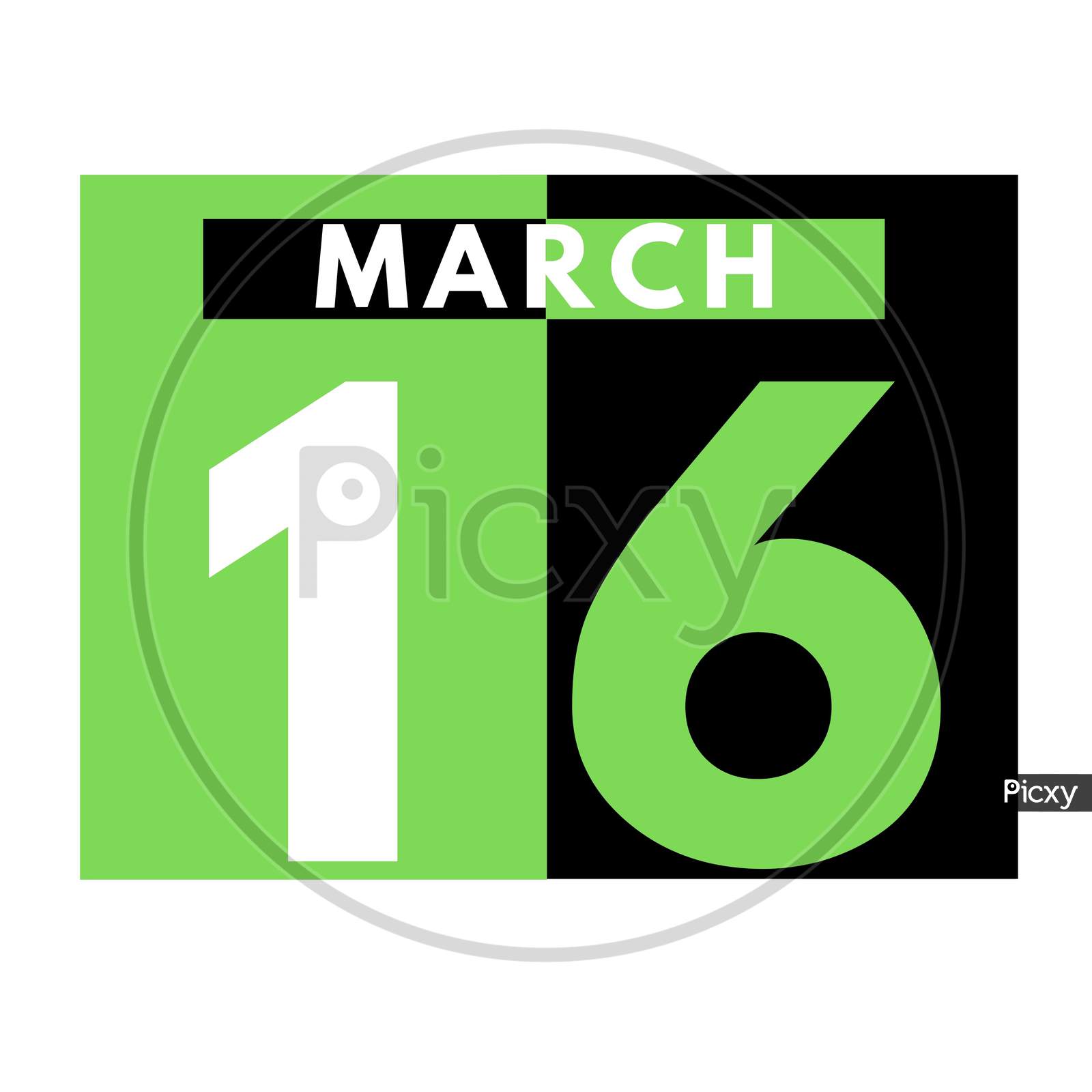 March 16 . Flat Daily Calendar Icon .Date ,Day, Month .Calendar For The Month Of March