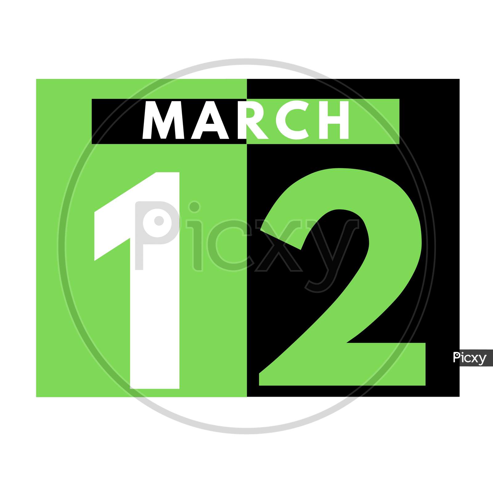 March 12 . Flat Daily Calendar Icon .Date ,Day, Month .Calendar For The Month Of March
