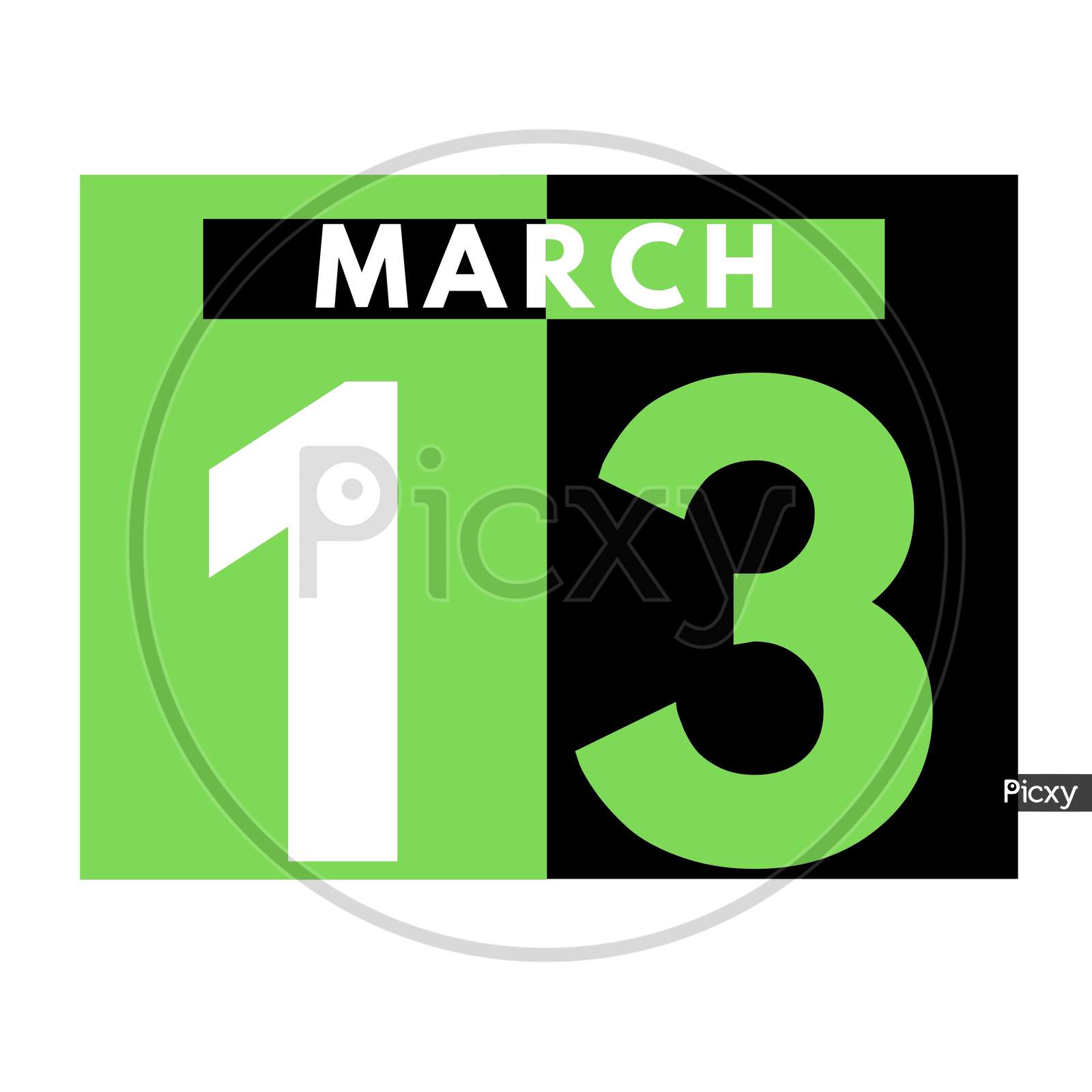 March 13 . Flat Daily Calendar Icon .Date ,Day, Month .Calendar For The Month Of March