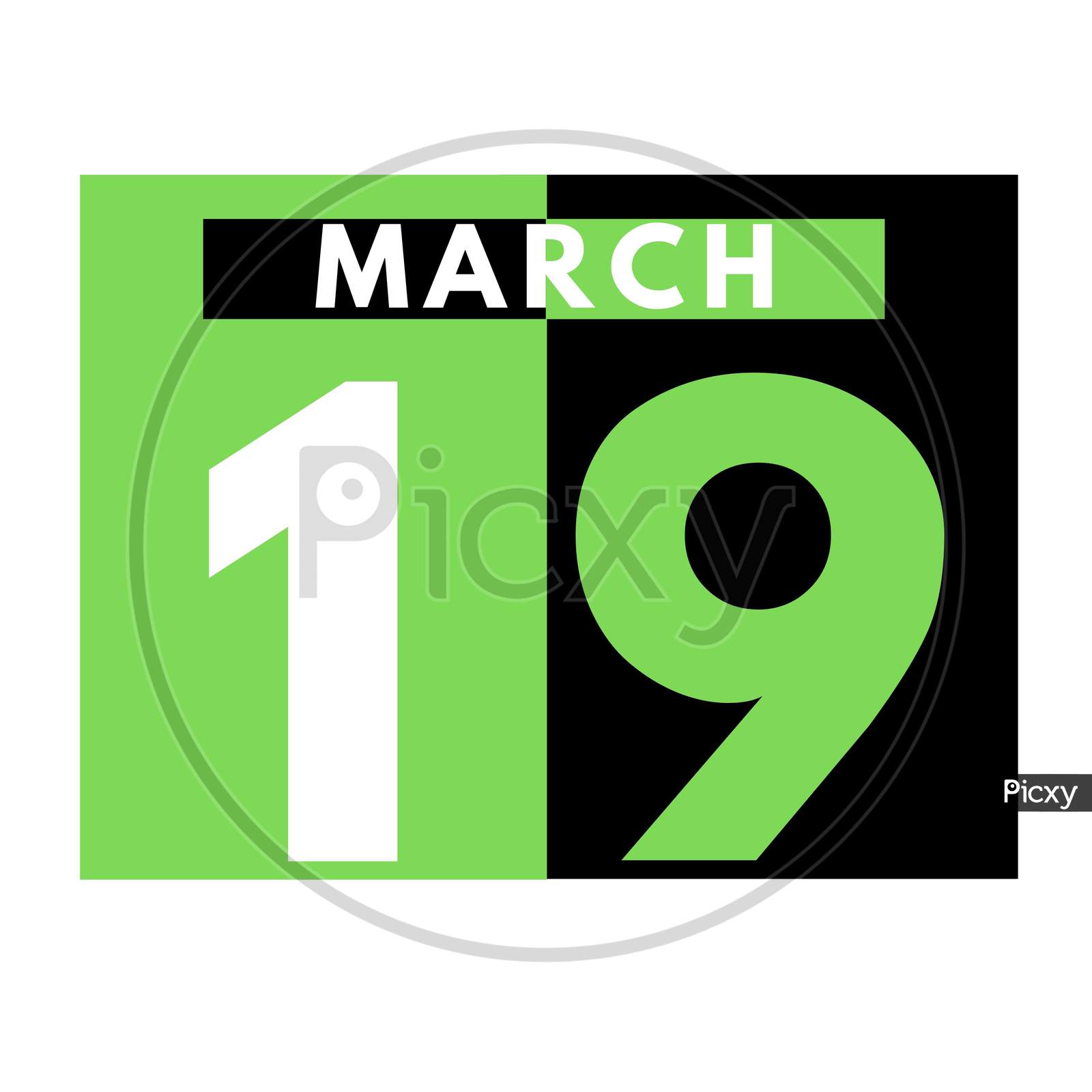 March 19 . Flat Daily Calendar Icon .Date ,Day, Month .Calendar For The Month Of March