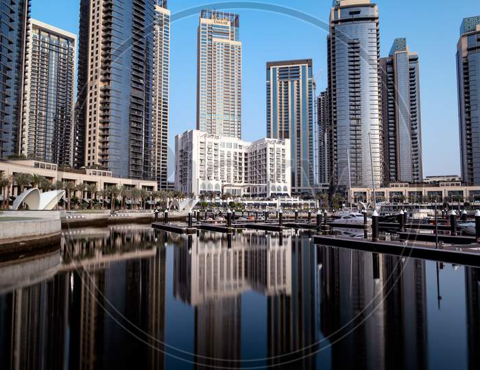 12Th March 2021,Dubai,Uae. Dubai Creek Harbor Skyline With Embankment Promenade ,Hotels, Shops And Residences Captured In The Evening Time At The Dubai Creek Harbor, Ras Al Khor, Dubai , Uae.