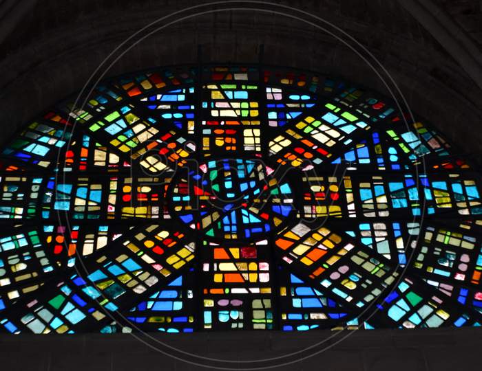 Multicolored Medieval Stained Glass Window