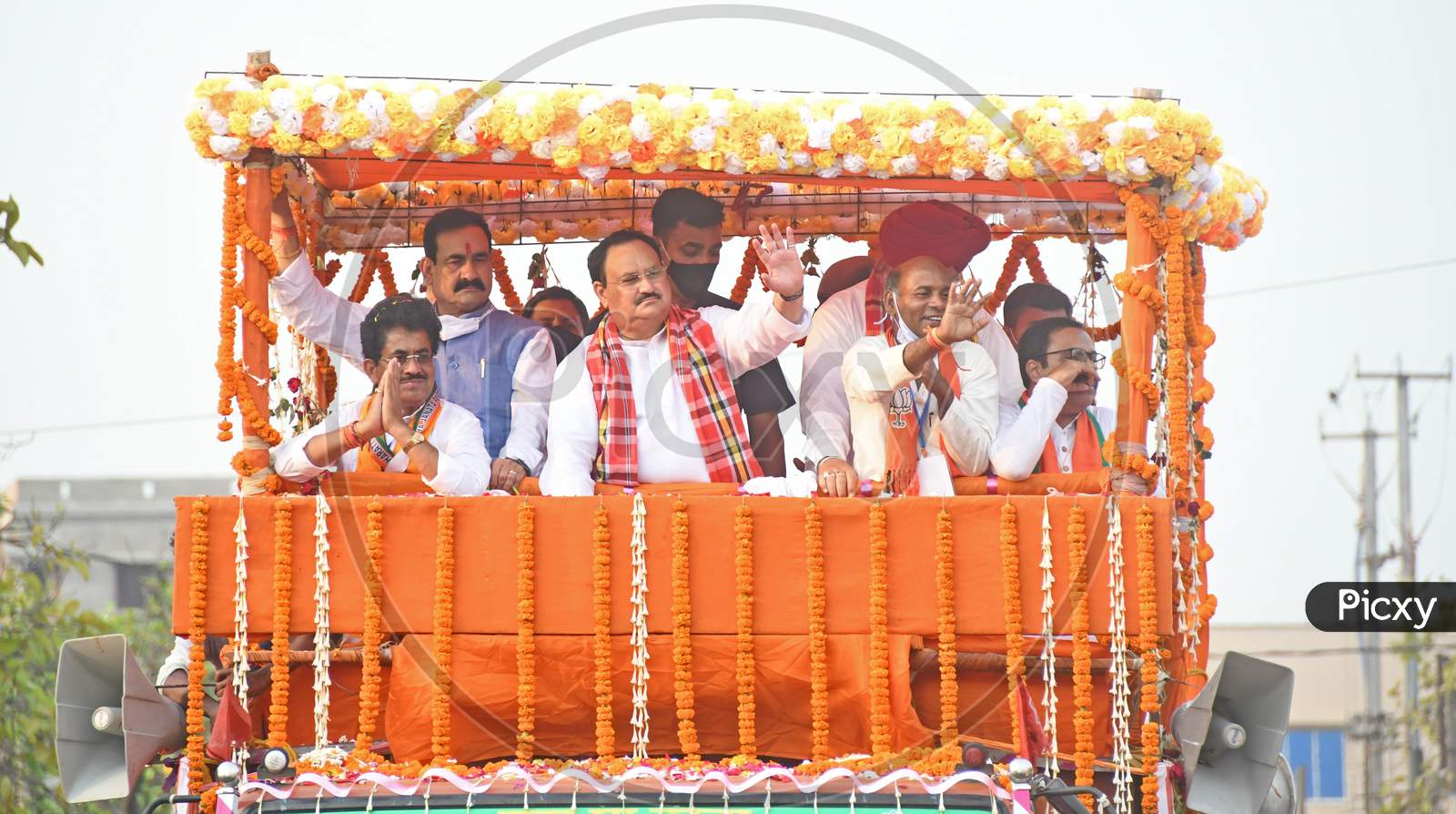 BJP National President Jagat Prakash Nadda held a road show in Burdwan in support of BJP candidates from Burdwan Dakshin and Burdwan Uttar Assembly constituencies