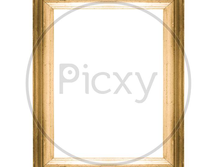 Golden Wooden Picture Frame With Copy Space