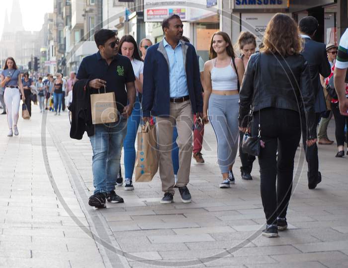 Edinburgh, Uk - Circa June 2018: People In Princes Street