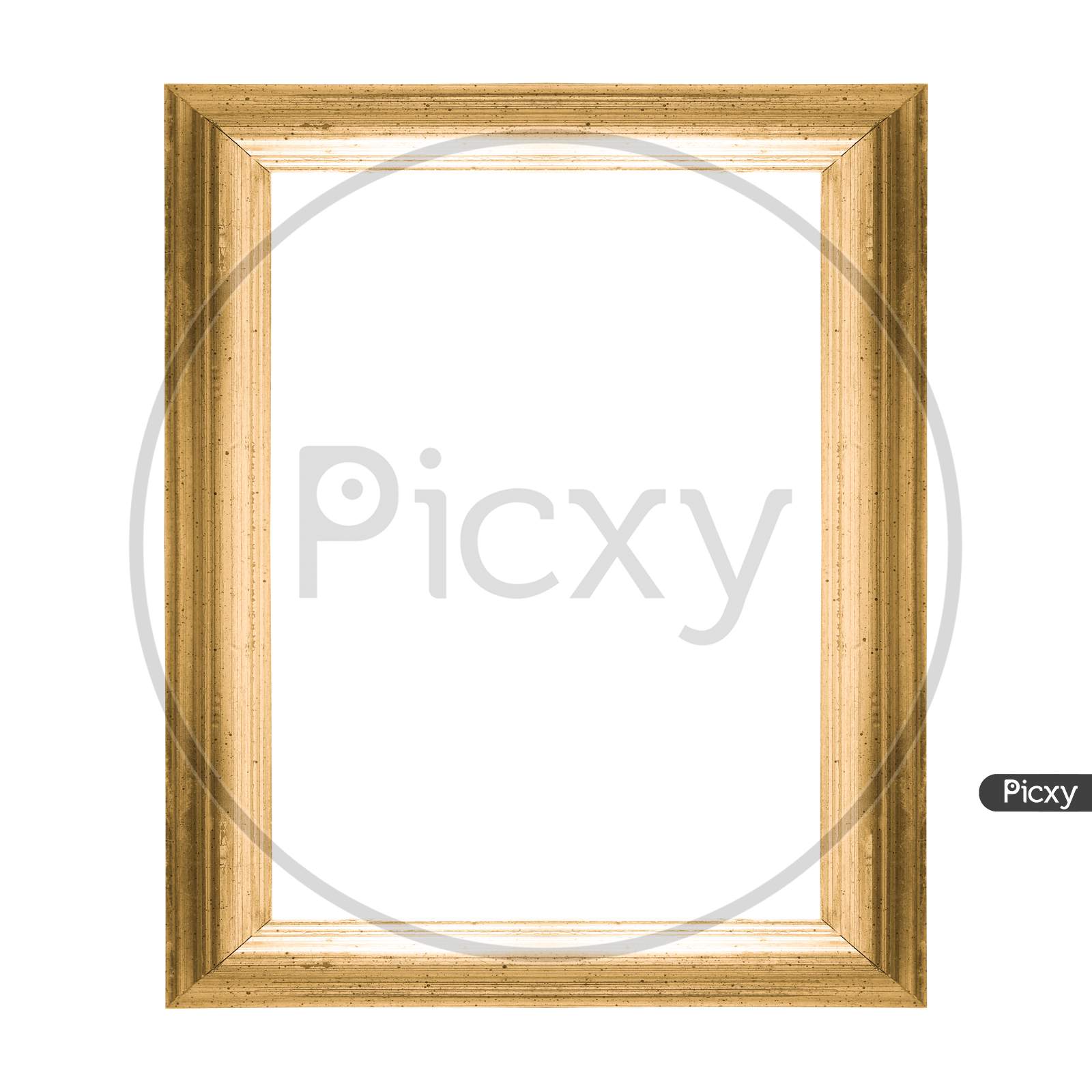 Golden Wooden Picture Frame With Copy Space