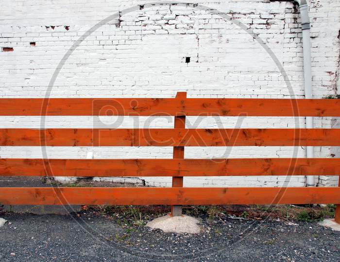 Wooden Fence Isolated Over White Wall