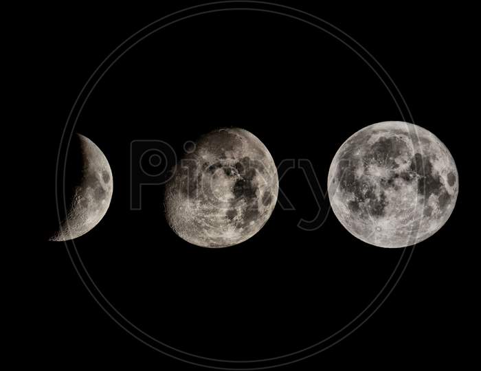 Moon Phases Seen With Telescope