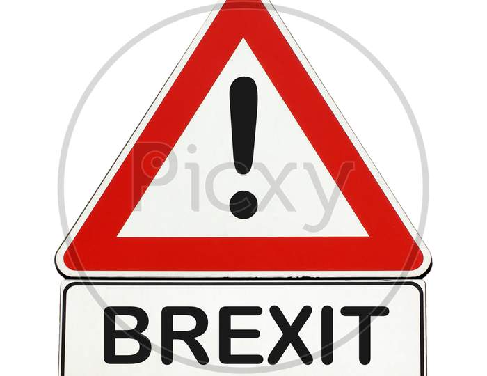 Brexit Danger Sign Isolated Over White