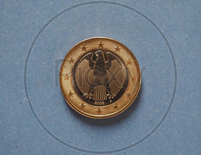 1 Euro Coin, European Union, Germany Over Blue