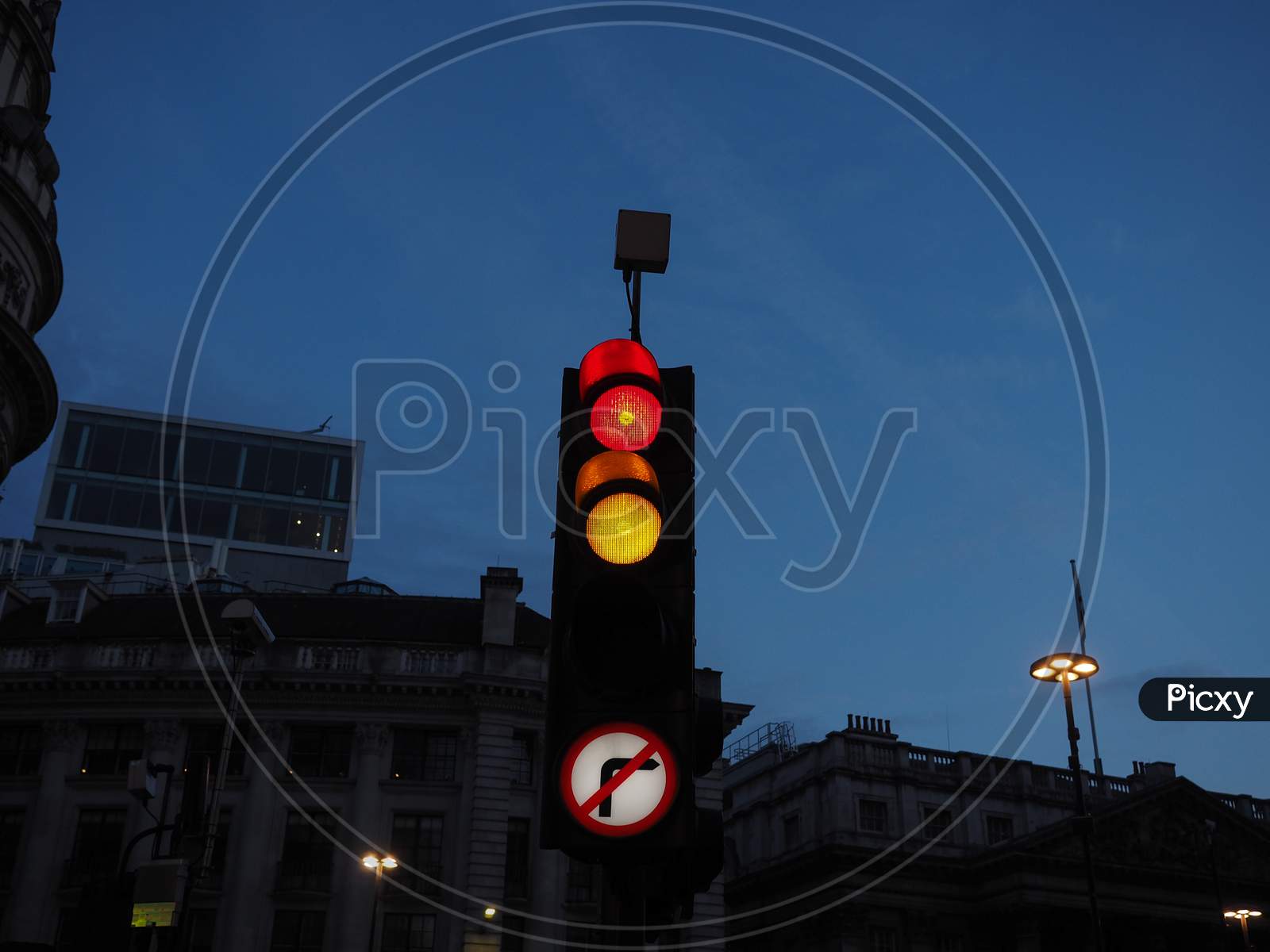 Red And Amber Light Traffic Signal