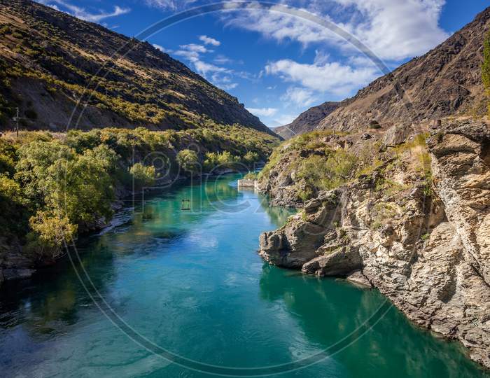 Old Gold Mining Area Of Ripponvale By The  Kawarau River In New Zealand