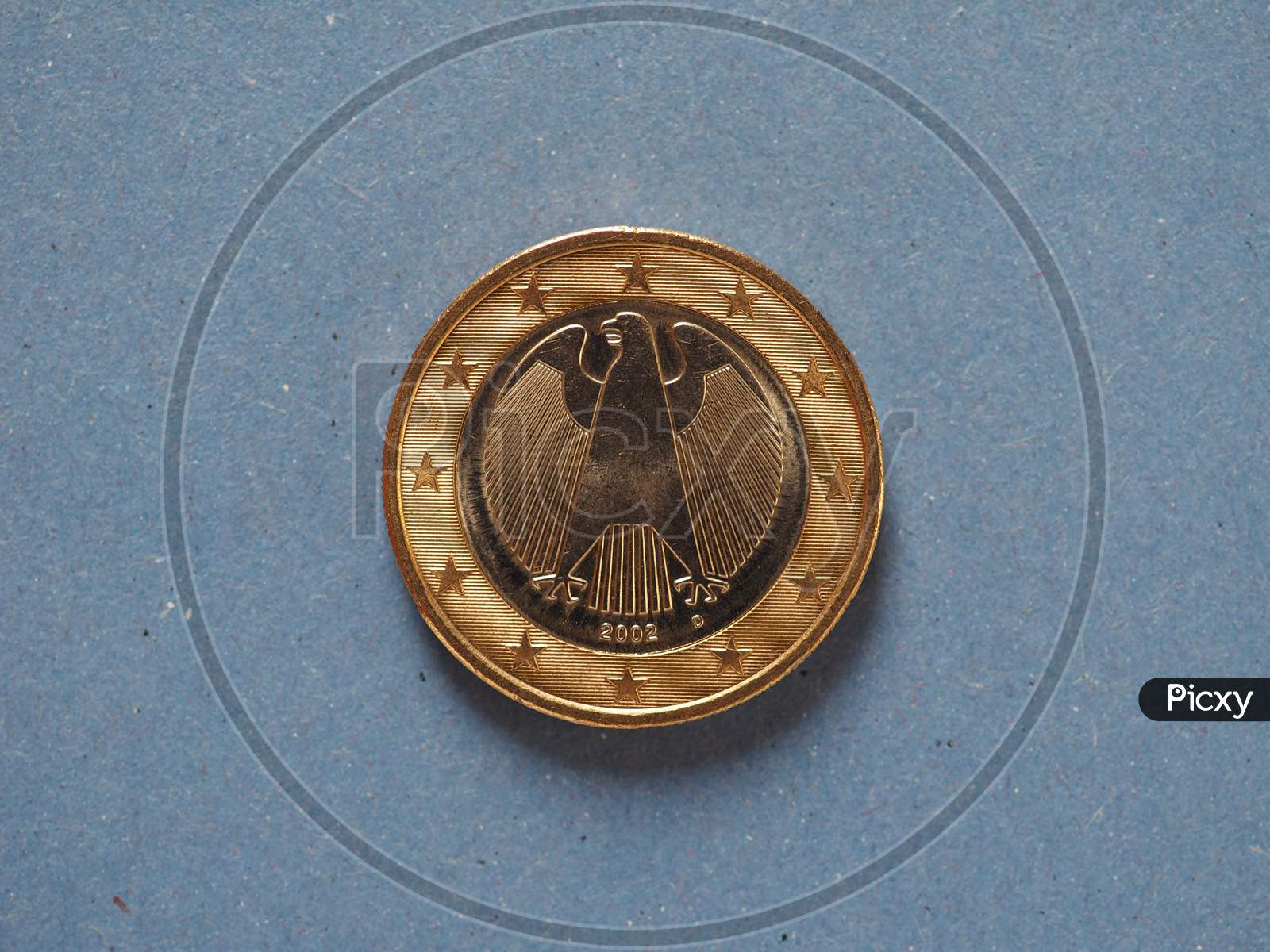 1 Euro Coin, European Union, Germany Over Blue