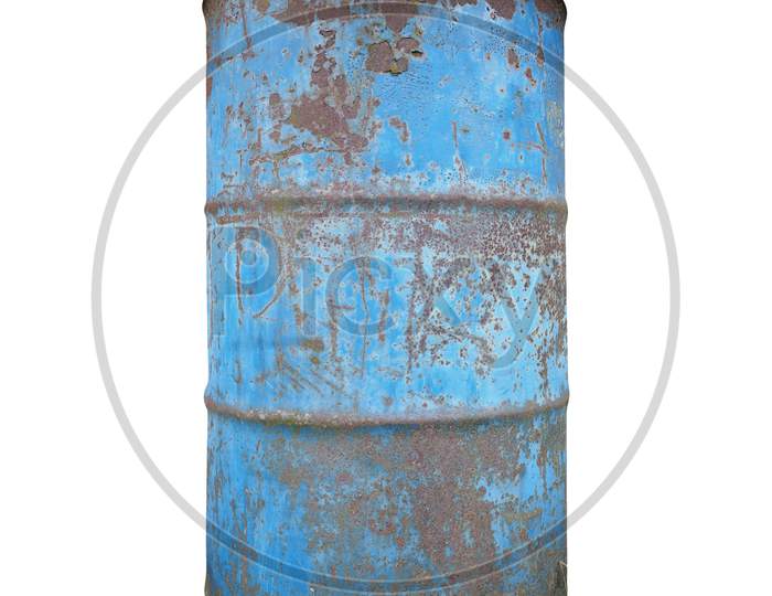 Old Barrel Drum Isolated Over White