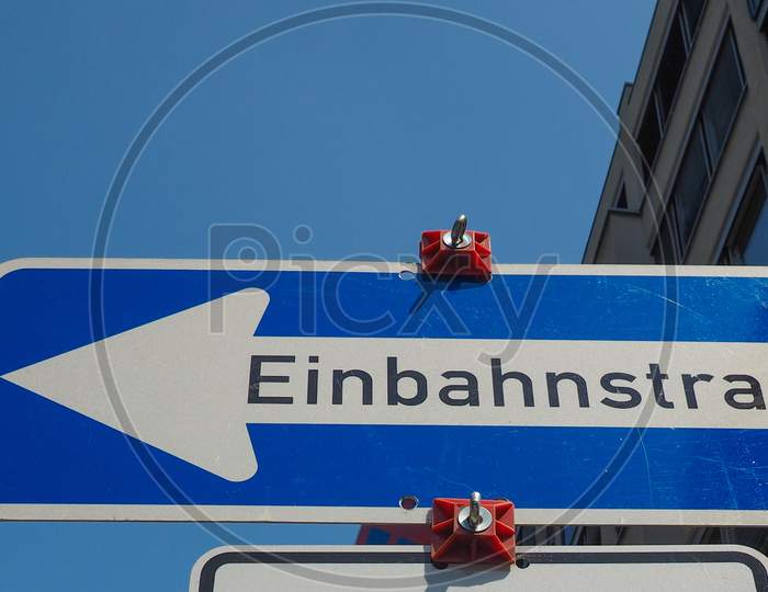 German Einbahnstrasse (One Way) Street Sign
