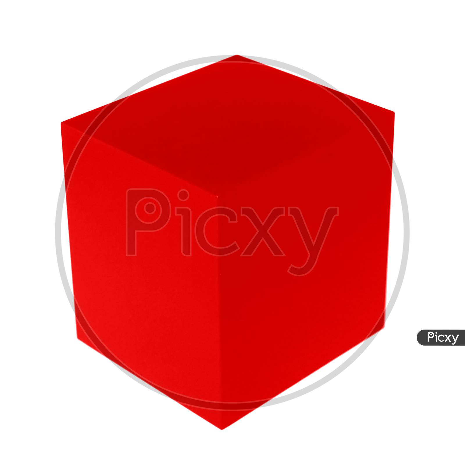 Red Cube Isolated Over White