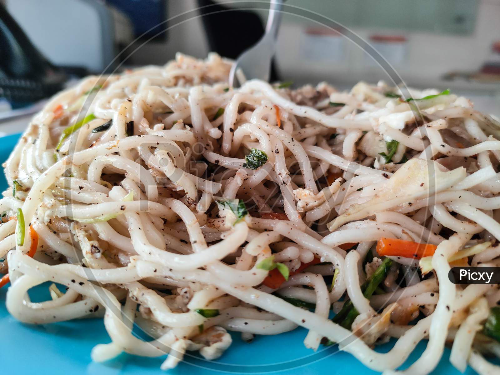 Image Of Street Food Or Home Made Food Noodles Or Chowmein