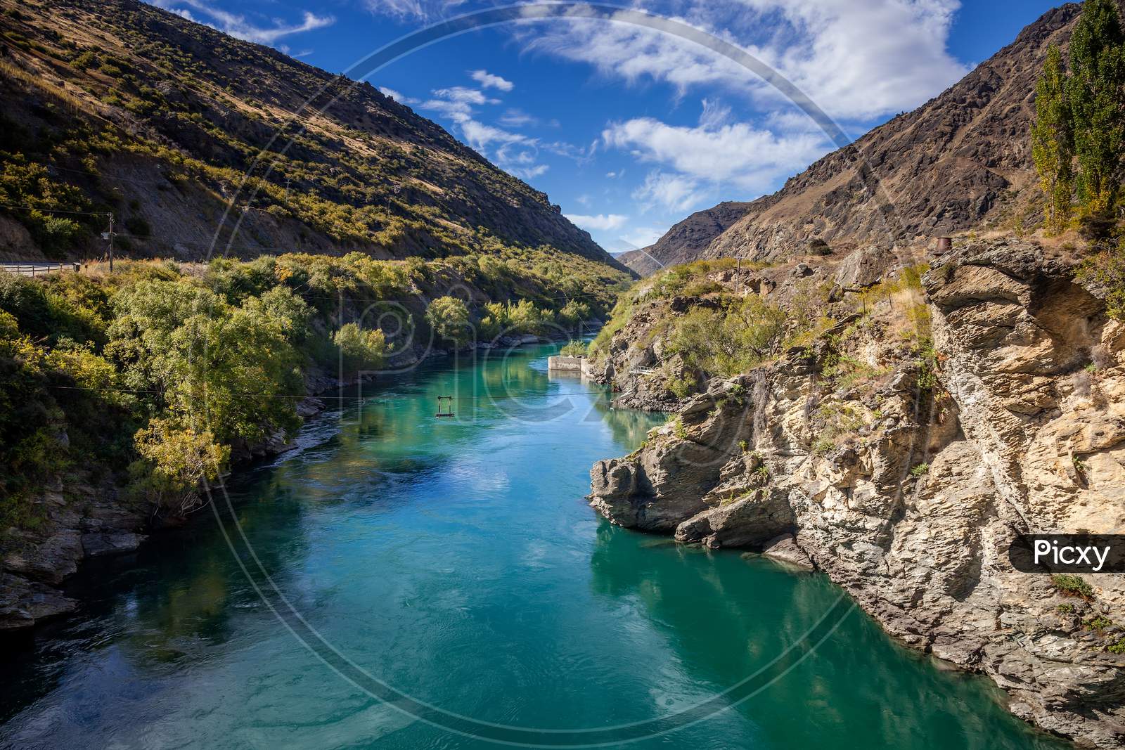 Old Gold Mining Area Of Ripponvale By The  Kawarau River In New Zealand