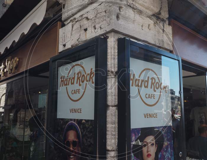 Venice, Italy - Circa September 2016: Hard Rock Cafe In Venice