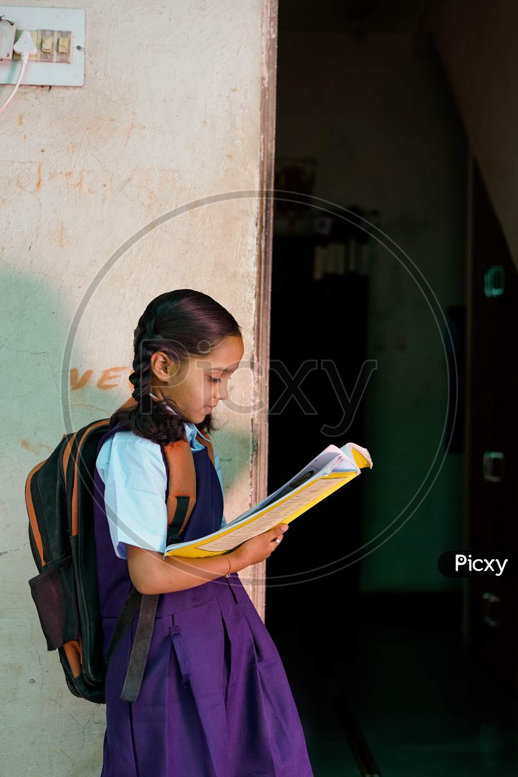 Indian School Girl Wearing School Uniform