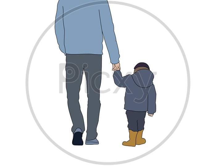 Happy Moment - Father And Son Illustration Isolated