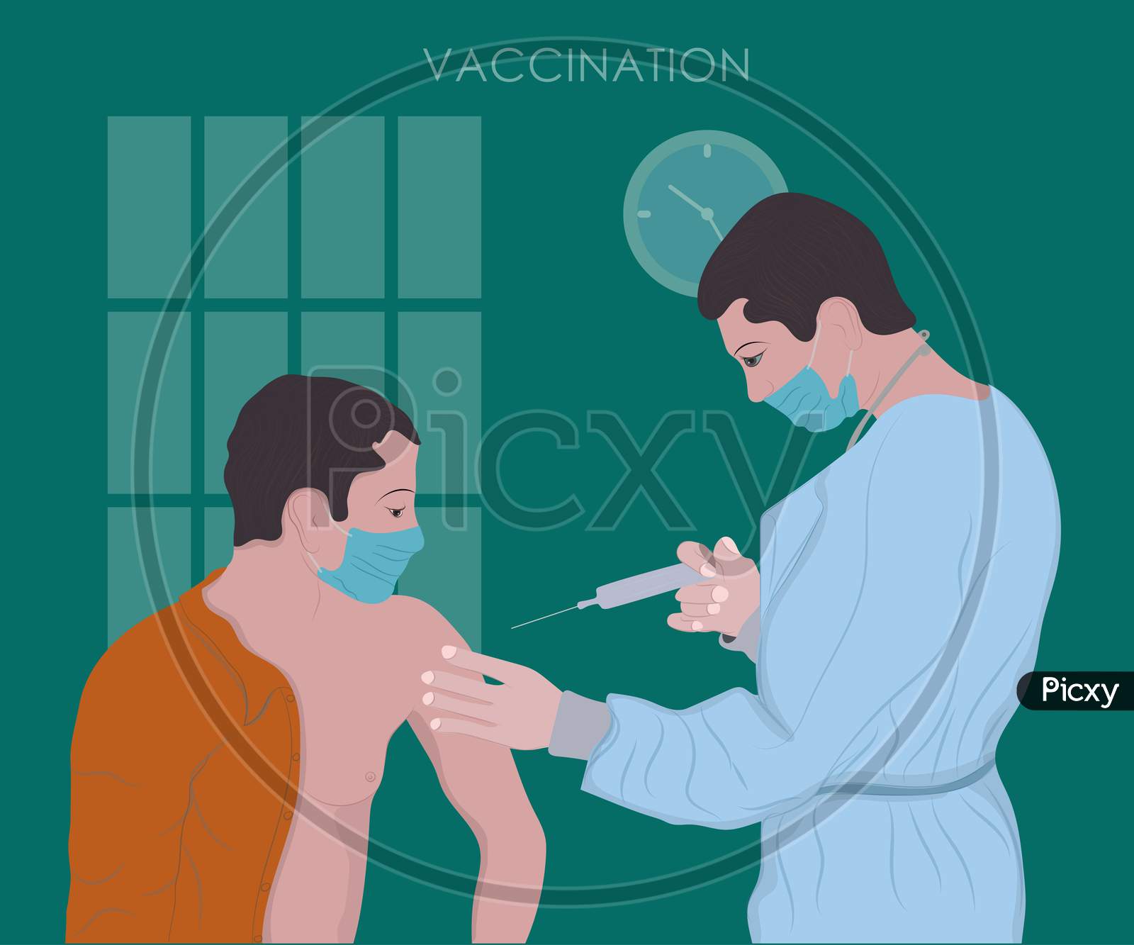 Coronavirus Vaccination Process Of Immunization Against Covid-19, Doctor Injecting A Patient