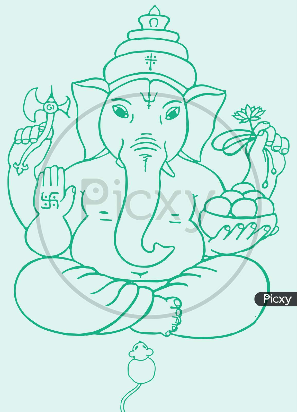 Image of Sketch of Lord Ganesha silhouette and outline editable ...