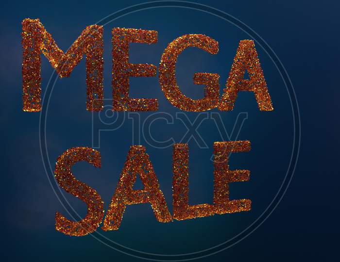 3D Illustration Design Of A Banner Mega Big Sales With The Inscription Mega Sale. Tag Templates With Special Offers For Purchase