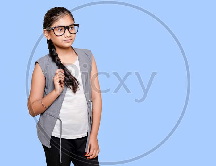 Cute Indian Little Girl Wearing Spectacles