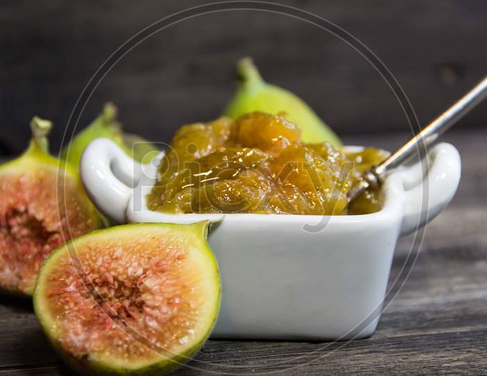 Homemade Sweet Of Green Figs. Fig Jam