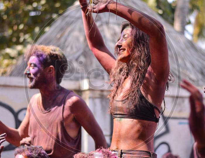 Holi Celebrations by people from Israel in Hampi