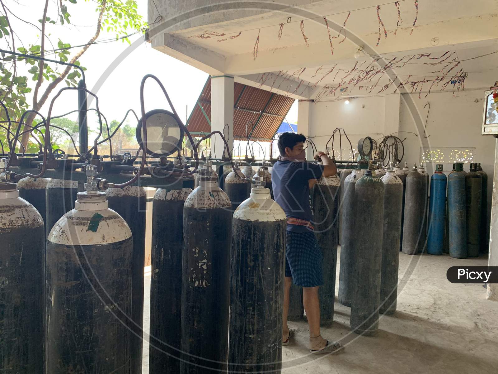 Oxygen Cylinders at District Covid Hospital Berhampur.