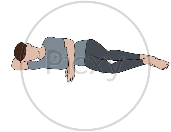 Man Leaning Or Sleeping On The Floor Character Drawing On White Background