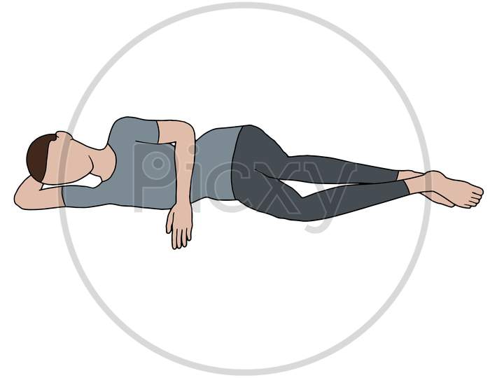 Man Leaning Or Sleeping On The Floor Character Drawing On White Background
