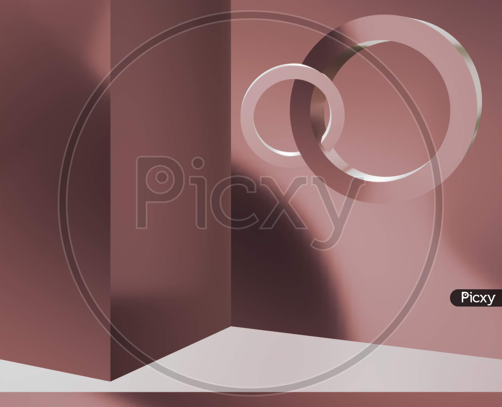 Minimal abstract background with geometric shape. chocolate and silver white pastel color room interior design. Elegant, beautiful render studio with attractive elements. 3d rendering. 3d illustration.