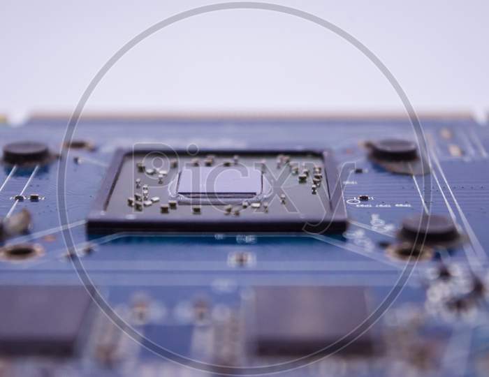 Image of Graphic Card Processors. Macro View Of A Futuristic Electronic ...