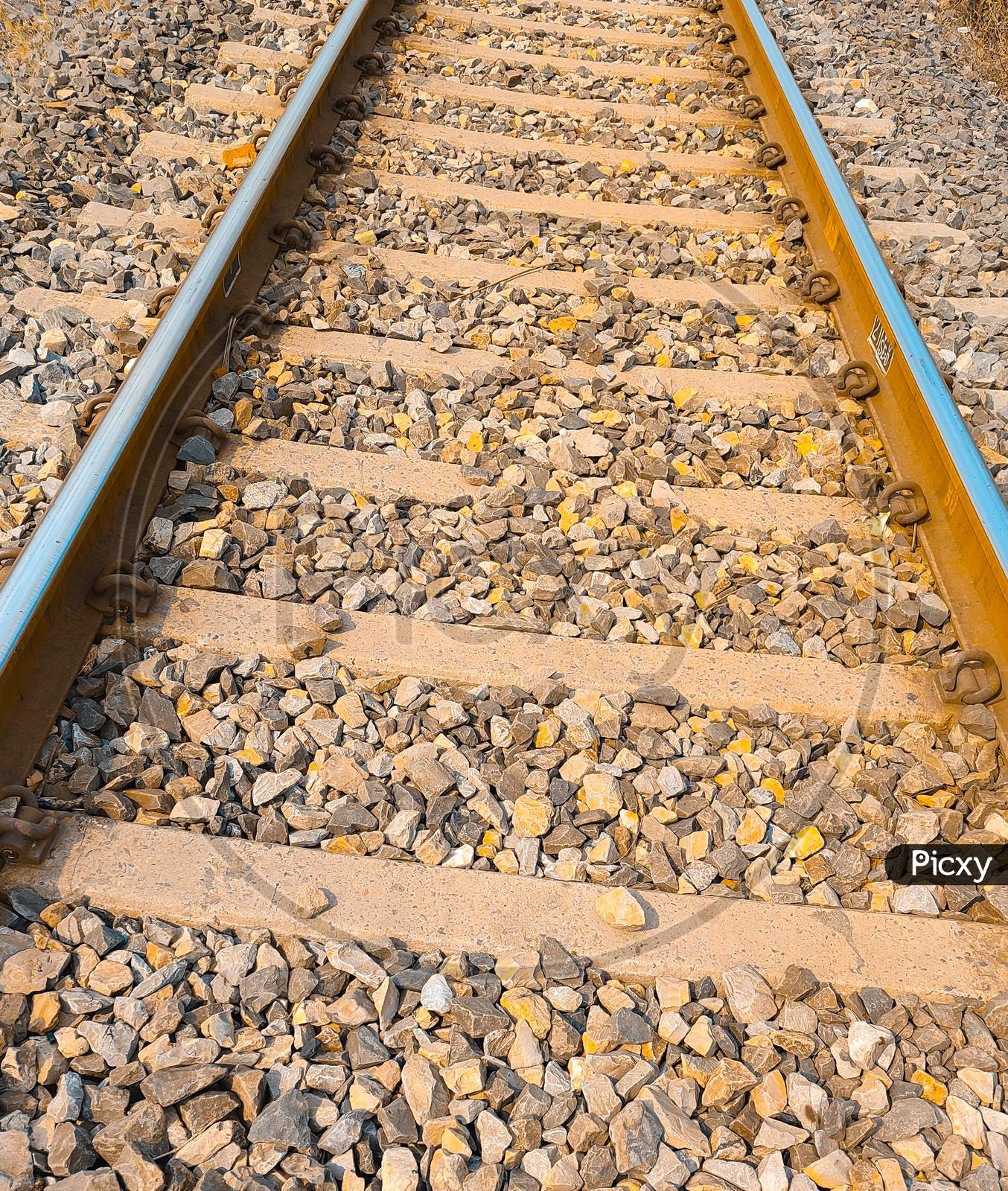 Close Up And Selective Focus Photo Of Railway Track