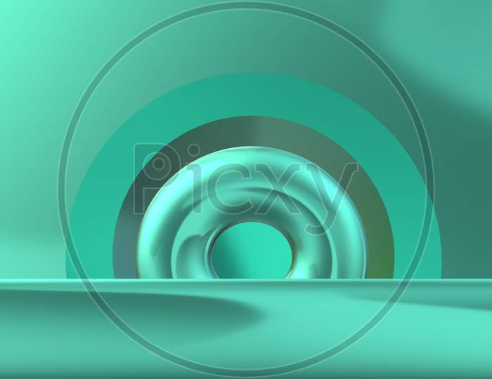 abstract 3d background with circles. Minimalism abstract background, pedestal. 3d illustration, 3d rendering.
