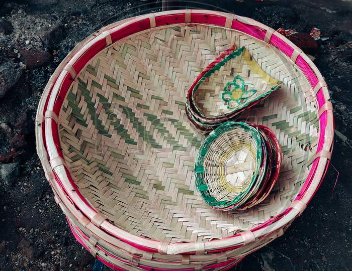 Handmade Colorful Basket - Bamboo Craft