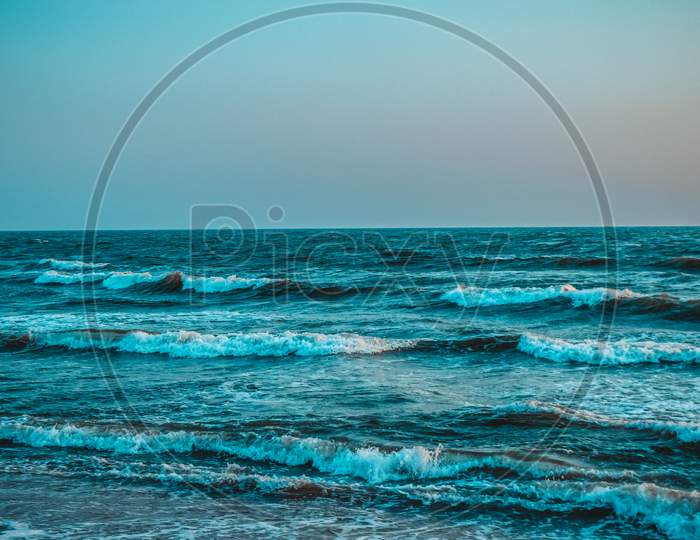 Exclusive Sea Shore Early Morning Beach Vibes at Kovalam Beach, Chennai ECR Road, Tamilnadu - Beautiful Natural Scenario Image