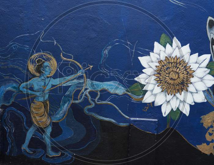 hindu religion god shri Ram wall painting