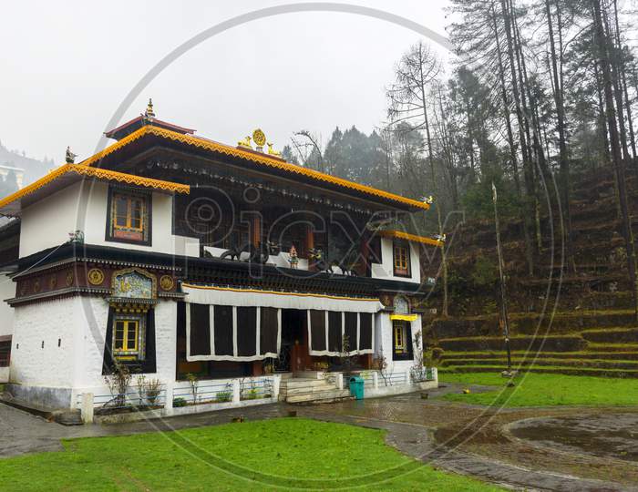Beautiful Lachung Monastery At Small Village Of North Sikkim.
