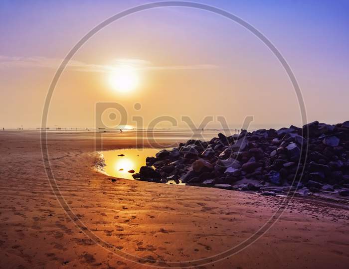 Sunrise  At The Sea beach Of East Cost India.