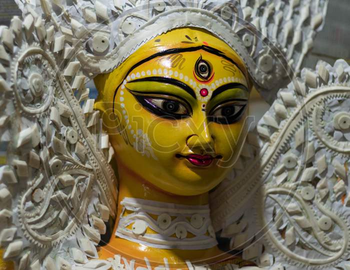 Making of goddess Durga idol. These idols are made for Durga puja, the biggest festival of West Bengal.